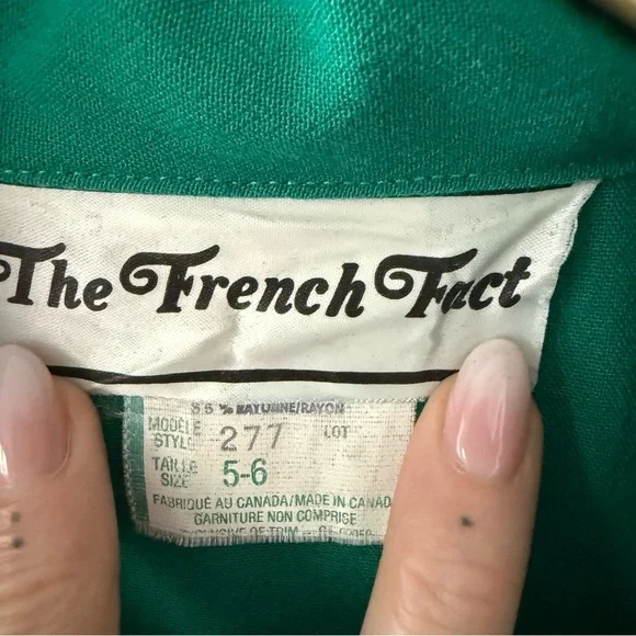 Vintage 80s | Green Classy Midi Long Sleeve Dress Gold Buttons | Size Medium - Picture 8 of 11